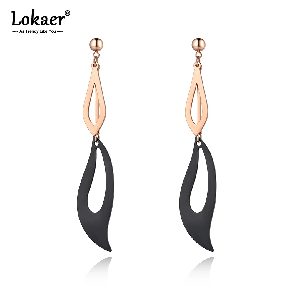

Lokaer Bohemia Style Titanium Stainless Steel Geometric Tassel Drop Earrings For Women Black/Rose Gold Dangle Earrings E19200