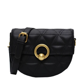 

Quilted Leather Women Bag 2020 Famous Brand Plaid Crossbody Shoulder Bags Celebrity Black Saddle Handbags Female Fashion Handbag