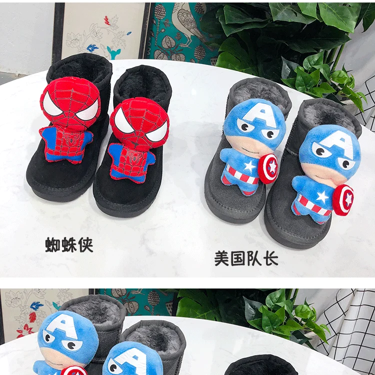 Dolakids/новая зимняя детская обувь; сохраняющая тепло обувь с героями мультфильмов для мальчиков; ботинки из мягкого и плотного хлопка и кожаные ботильоны
