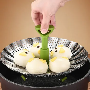 

Cookware Folding Dish Steam Stainless Steel Food Steamer Vegetable Cooker Steamer Expandable Kitchen Tool