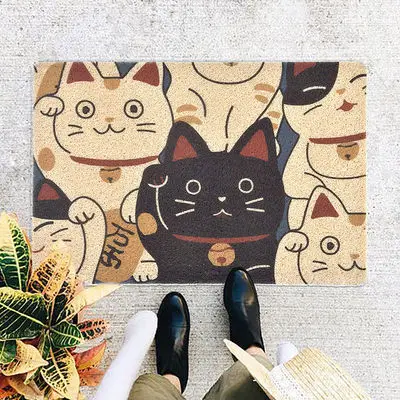 60x90 см Lucky cat узор проволочная петля ПВХ коврик для дома удаление пыли Нескользящая катушка ковер дверь развлечения коврик