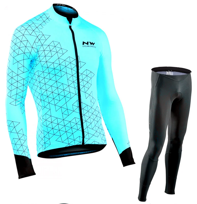 Long sleeve suit NW Pro team Весна манга larga Jersey traje pantalones babero Монтана ropa de uniforme de hombre - Цвет: Long sleeve suit