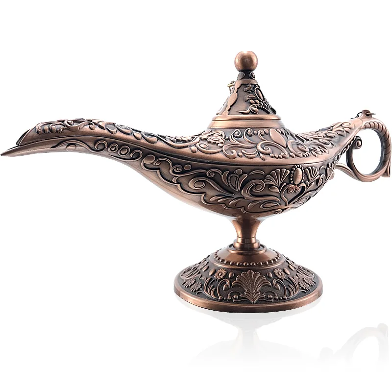 Aladdin-Lamp Figurine Artigianato Room-Decorazione Regalo Wishing Metal Small Vintage Light