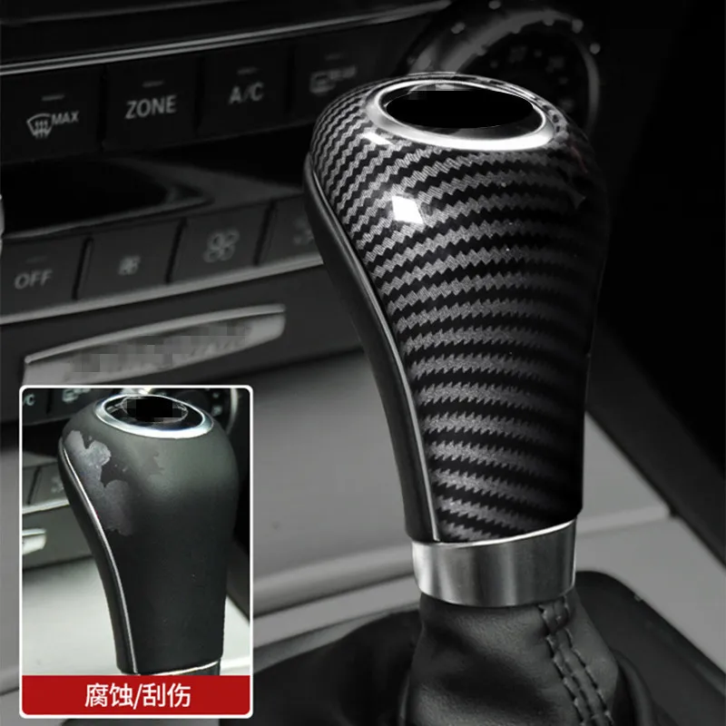 Carbon-Fiber-Stripe-Gear-Shift-Handle-Sleeve-Cover-Trim-For-Mercedes-Benz-X204-W204-W212-GLK