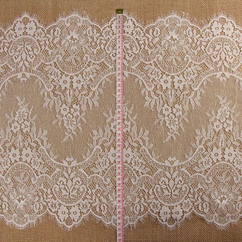 3 meters French Eyelash Lace Fabric 40cm Wide White Black Diy Exquisite Embroidery Clothes Wedding Dress Accessories | Дом и сад