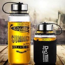 700/1000 мл Премиум стеклянная высокая бутылка для воды с рукавом портативная Спортивная Высокая боросиликатная бутылка для напитков с чайным впрыскивателем