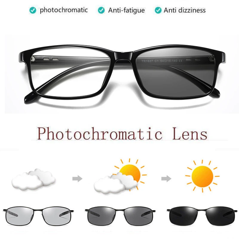 

ZJHZQZ Square Fashion Anti Blue Light Blocking Computer Glasses Photochromitac Sunglasses Womens Sport Chameleon Transition Lens