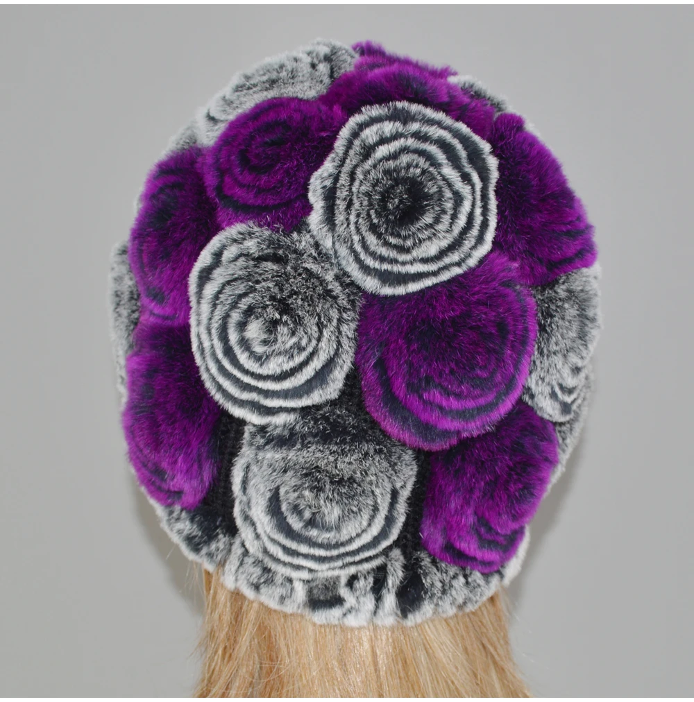 Hot Sale Real Genuine Rabbit Fur Cap Winter Natural Real Rex Rabbit Fur Skullies Hat Quality Women Real Fur Beanies Hats