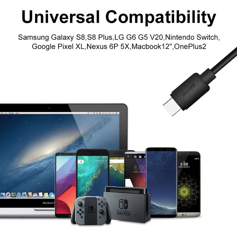 Kiirie usb type-C кабель 4 шт.(0,3 м 2X1 м 2 м) type A-C Зарядка данных