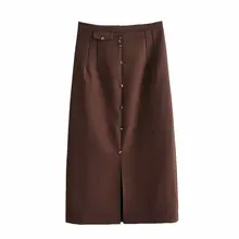 Женская открытая юбка,, модная, для девушек, на пуговицах, прямая, длинная, тонкая, для женщин, осень, элегантная, для офиса, для девушек, шикарные юбки