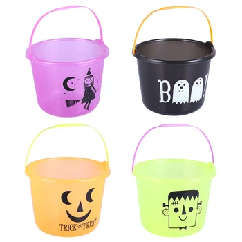 

4 Pcs 2.5L Halloween Plastic Bucket Household Kitchen Bucket Water Storage Bucket Printed Water Container