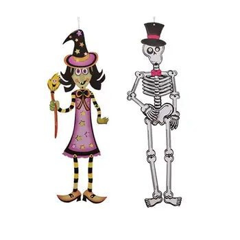 

2PCS Funny Creative Paper Scary DIY Hanging Sign Door Hanger for Halloween