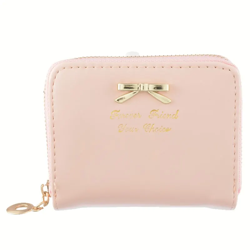WENYUJH кошелек бумажник с бантиком женские милые короткие держатели для кошельков женская сумка для денег Kawaii сумка для леди портативный маленький бант для девочек - Цвет: pink