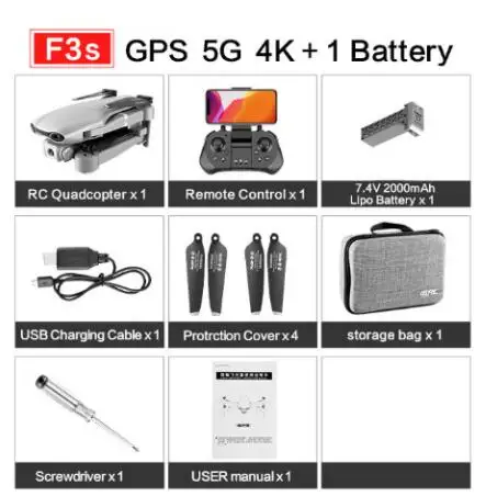 F3 RC Drone 4k Professional Gps 5G Wifi Live Video FPV Collapsible Rc Quadrotor HD Wide-angle Dual Camera Real-time Transmission