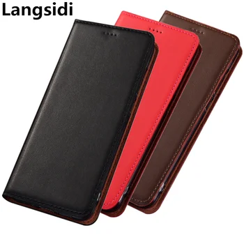 

Cow leather flip phone cover for LG G8 ThinQ/LG G7 ThinQ phone case credit card slot holder funda standing leather phone bag