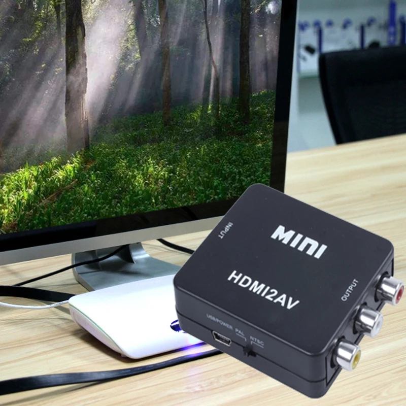 

MINI HDMI to 3RCA CVBS Composite Video AV Converter Adapter TV VHS VCR DVD Black