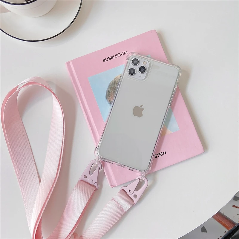 Clear Crossbody Phone Case with Lanyard Strap and Transparent Back Cover