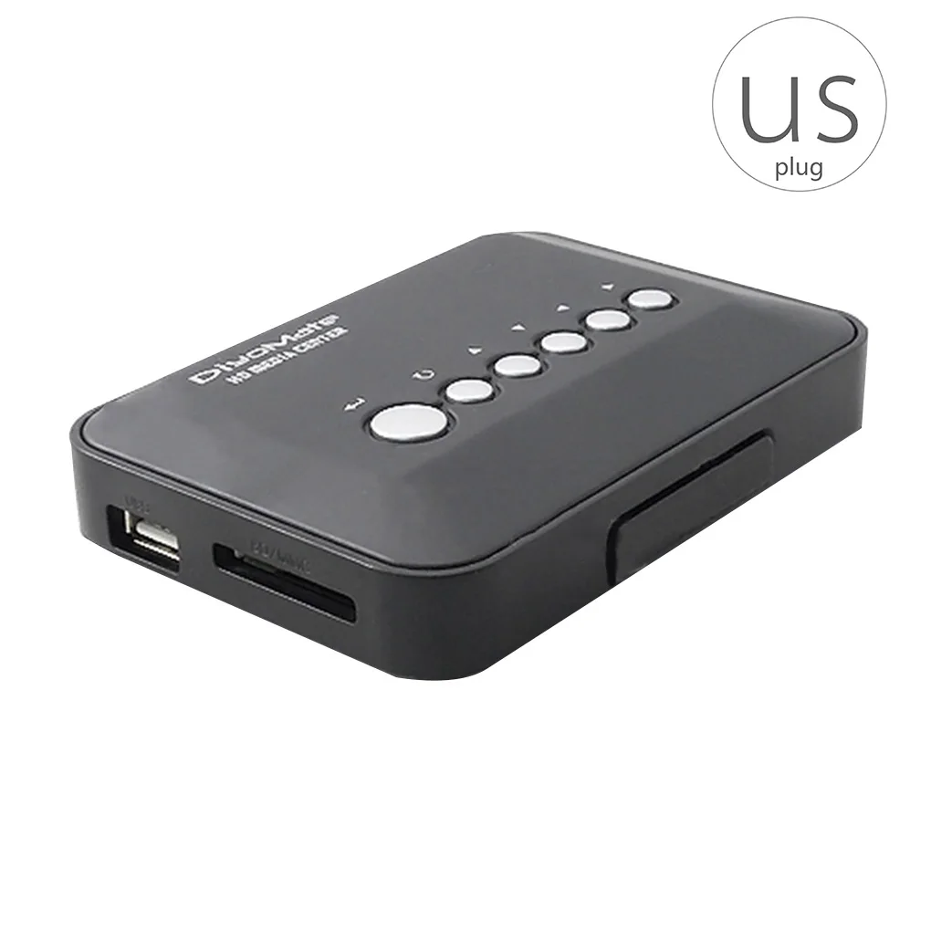 Мультимедийный плеер мини HD 720P HDD медиаплеер ТВ коробка AV выход MKV RM SD USB SDHC MMC HDD EU/US/UK/AU Plug - Цвет: US Plug
