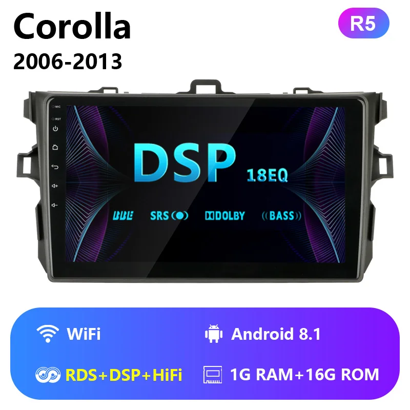 Jansite " RDS DSP автомобильный радиоприемник Android для Toyota Corolla 2006-2013 сенсорный экран 4G сеть HIFI GPS; Мультимедийный проигрыватель с рамкой - Цвет: Wifi with RDS DSP