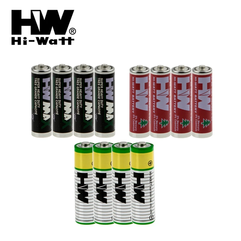 Hi Watt Combo Pack 12PCS 1.5V pilas aa LR6 R6P UM3 Zinc Carbon