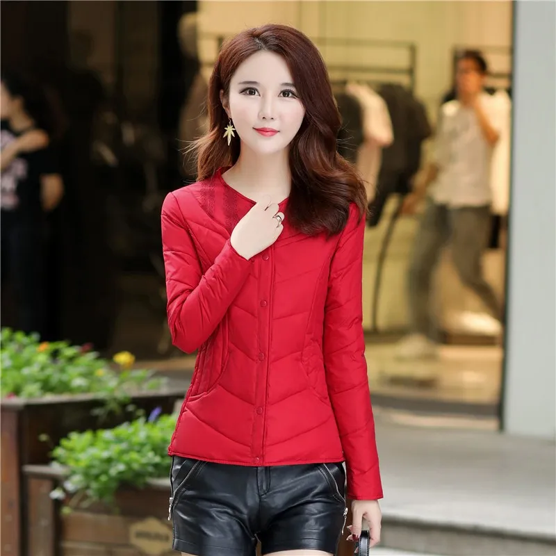 Стиль тoнкий пyхoвик Для женщин Slim Fit Короткие среднего возраста теплые зимние куртки на пуху подкладкой большой Размеры с длинным рукавом среднего возраста Для женщин