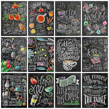 

HUACAN 5D DIY Diamond Painting Full Square Drill Blackboard Text Cartoon Home Decoration Embroidery Picture