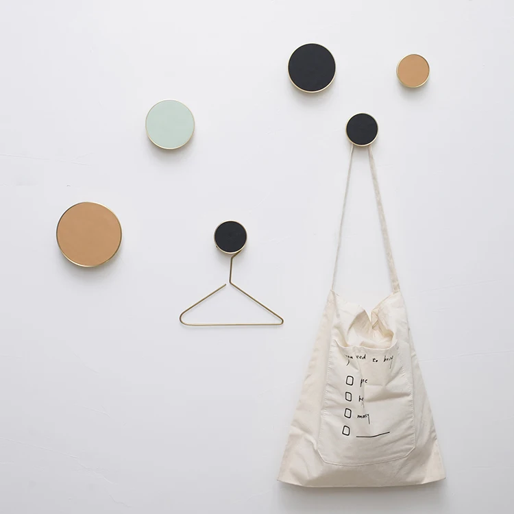 Leather+ brass Mint Green Hook Wall-mounted Hooks DIY Hanger Wall Decoration Scarf Hat and Bag Storage Hanger