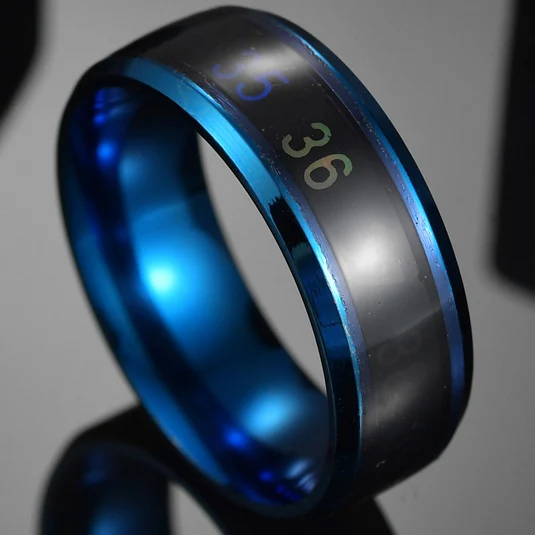 MeMolissa модные Титан черный настроение кольца Температура чувства эмоции Обручение кольца Для женщин Для мужчин обручальные кольца для пары - Цвет основного камня: 8MM Temperature