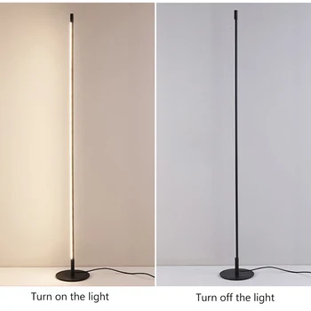 

Minimalist Nordic LED Floor Lamp Vertical Strip Floor Light Bedroom Art Decor Living Room Bedside Floor Lamp Light Fixture Iron