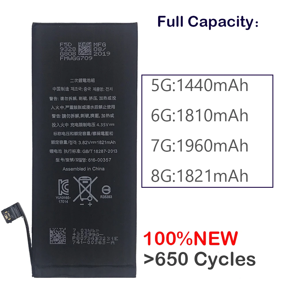 ITUF 10 шт 100% оригинальный новый литиевая батарея для сотового телефона iphone