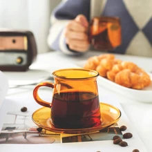 Color Vintage Thermos Glass Coffee Cup Handmade Cup Nordic INS Feng Shui Cup Creative Cup and Saucer Set