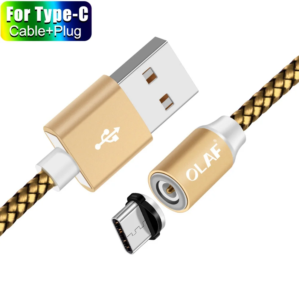 OLAF светодиодный магнитный кабель и кабель Micro USB и кабель usb type C 2.4A Быстрая зарядка USB C магнитное зарядное устройство для Iphone X samsung S10 - Цвет: For Type C Cable