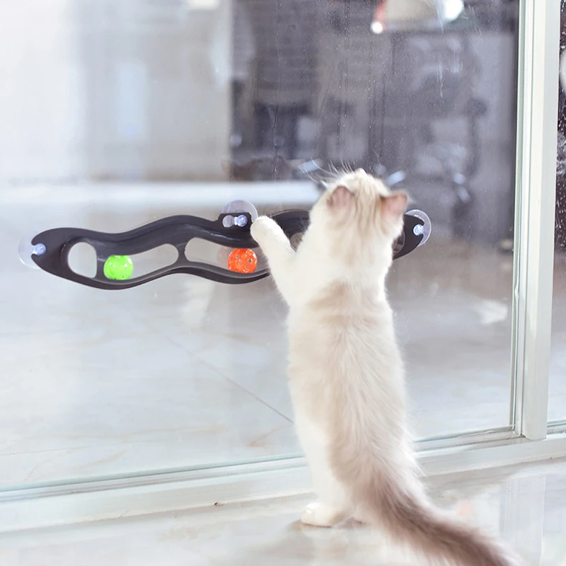Забавный кот Pet интерактивный трек мяч игрушки окно всасывания крепление чувств игрушка мяч