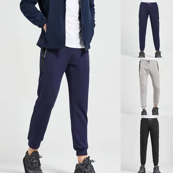 

Men Winter Sports Elastic Waist Pure Thicken Warm Long Pants Trousers pantalones hombre streetwear joggers hip hop sweatpants