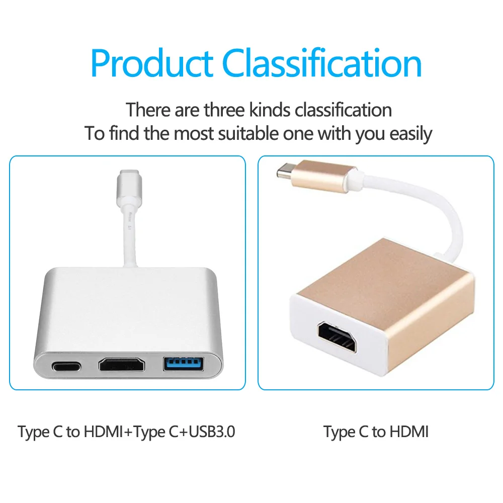 Конвертер Besiuni USBC 3,1 USB C type-USB 3,0/HDMI/type C Женский адаптер зарядного устройства для Apple Macbook и Google Chromebook Pixel