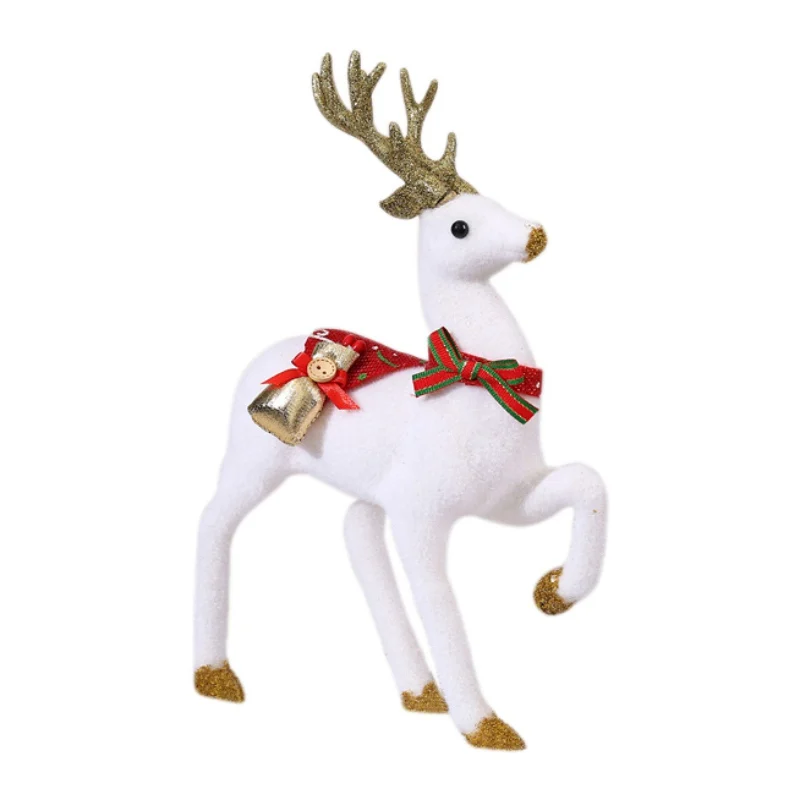 Рождественские куклы Белый Рождественский северный олень белый олень фигурки лося Новогодние рождественские украшения для дома и офиса детский подарок - Цвет: F