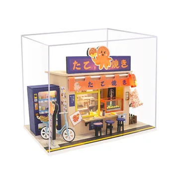 

DIY Doll House Wooden Doll Houses Miniature Dollhouse Furniture Kit Toys for Children Christmas Gift M913,with Dust Cover(A)