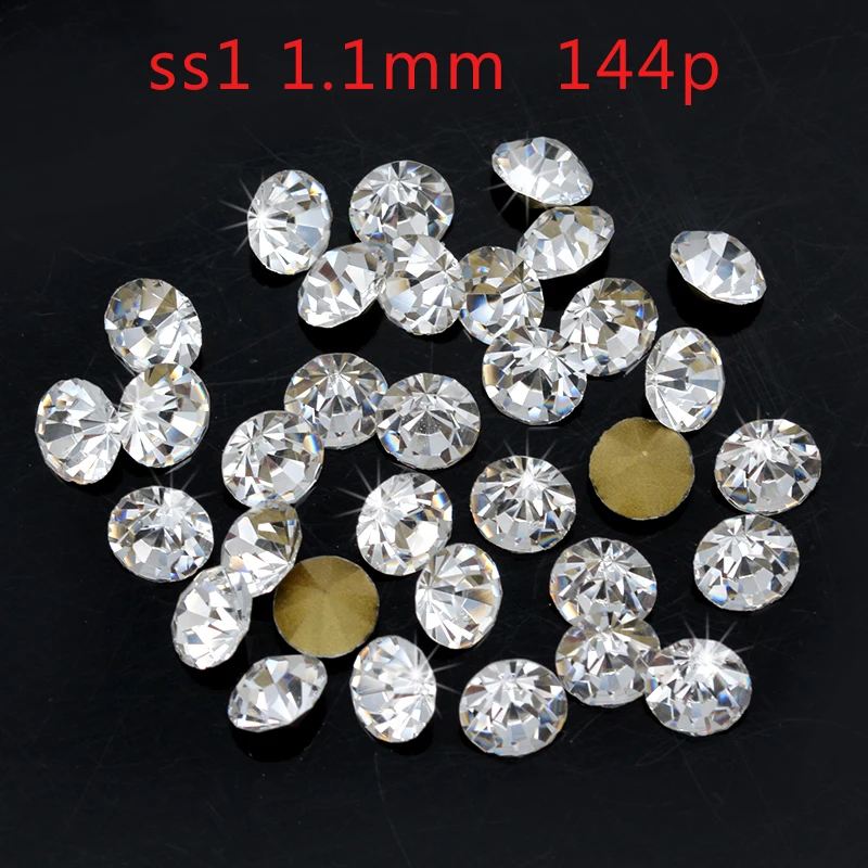 Горячая распродажа! ss1-ss45 круглые заостренные граненные кристально чистые Стразы под бриллиант украшения для ногтей ювелирные изделия - Цвет: ss1 1.1mm  144p