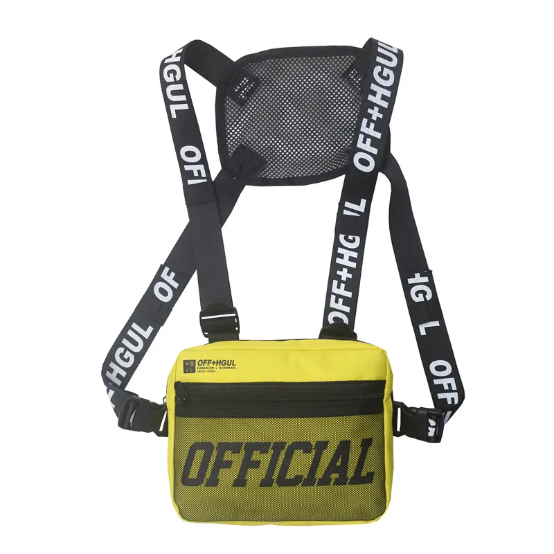 Модная уличная тактическая жилетка в стиле хип-хоп, нагрудная сумка, военная сумка через плечо, Мужская поясная сумка в стиле панк, нагрудная сумка, функциональная нагрудная сумка - Цвет: Цвет: желтый