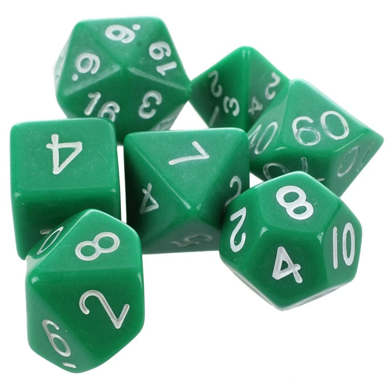 14 шт. игральные кости D4-D20 для игр Подземелья и Драконы RPG Подземелья и Драконы D& D-7 шт. зеленый и 7 шт. красный