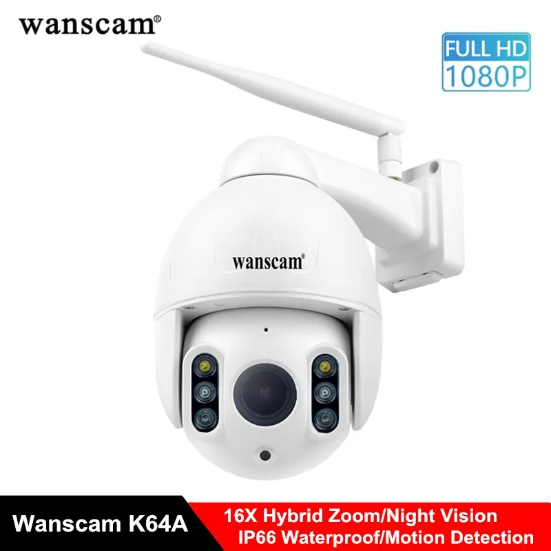 WANSCAM K64A 1080P Wireless IP Camera 16X Dual Light Source Night Vision 50m Hybrid Zoom Surveillance Camera IP66 Waterproof