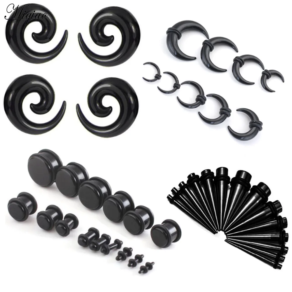 

Miqiao 2 Pcs European and American Fashion Human Body Piercing Jewelry Acrylic Horns Snail Ear Tip Cone 1.6mm-10mm