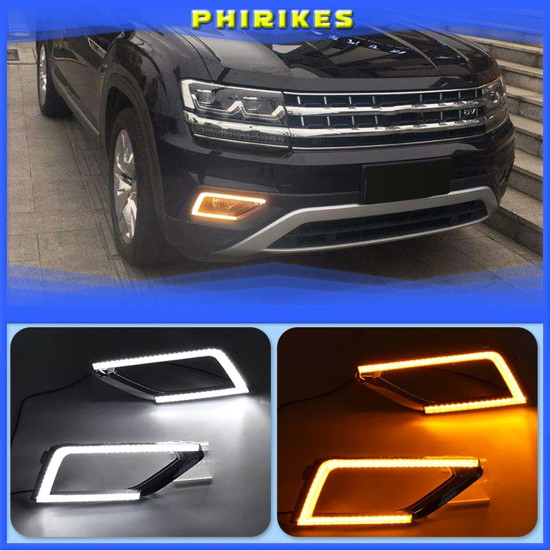 

1 светодиодный одов для Volkswagen VW Teramont 2017 2018 DRL дневные ходовые огни дневсветильник s противотуманная фара с желтым указателем поворота