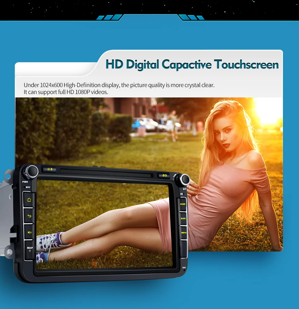 Perfect 8"Head Unit  BT WIFI Android 8.1 Car Radio Stereo For Volkswagen VW Passat Skoda Golf GPS Navigation NO DVD Player Steering Whee 3