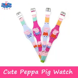 Новый Peppa Pig мультфильм фигура часы-игрушка ребенок электронный светодиодный светящиеся часы ПВХ материал ремень дети Лучший подарок