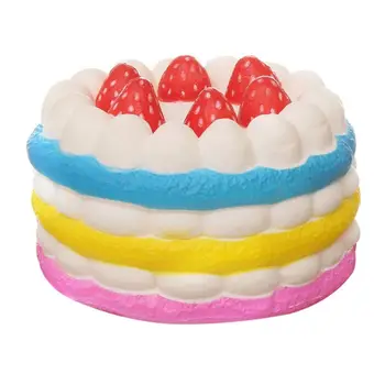 

Squishy Colorful Round Strawberry Cake Slow Rising Squeeze Toys Decorative Props