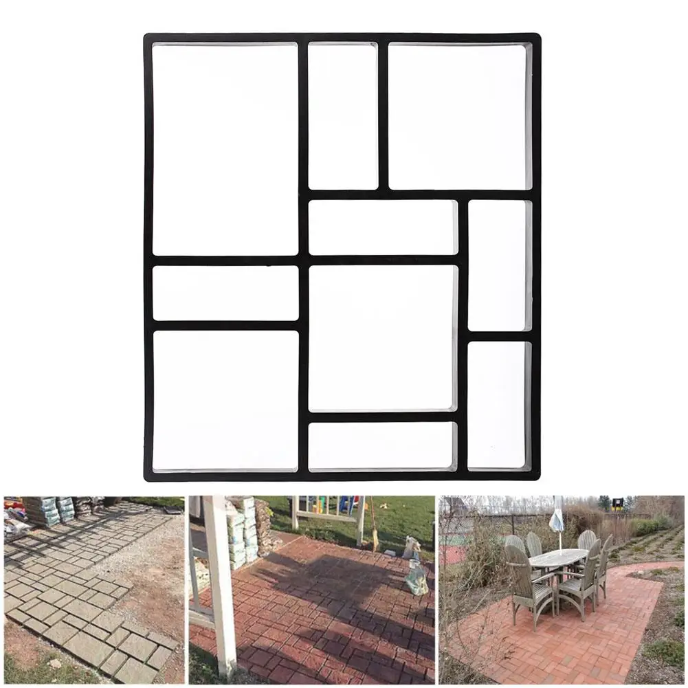 

Pavement Mold Path Maker Mold Black Plastic Garden DIY Ground Riginality Beautiful Cement Brick Molds Courtyard Stones Decorate