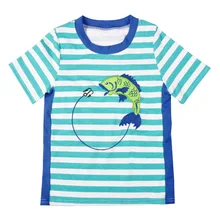 Европа и Америка, г., летние, с перекрестной каймой, INS, стиль, с круглым вырезом, с короткими рукавами, из чесаного хлопка, с вышивкой, для рыбалки, для детей