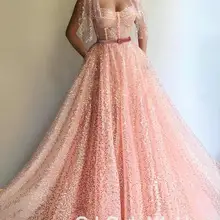 Розовое мусульманское женское платье для выпускного с блестками, официальное ислам Дубаи, Сауди, арабское длинное платье для выпускного, Vestido Fiesta Largo De Noche