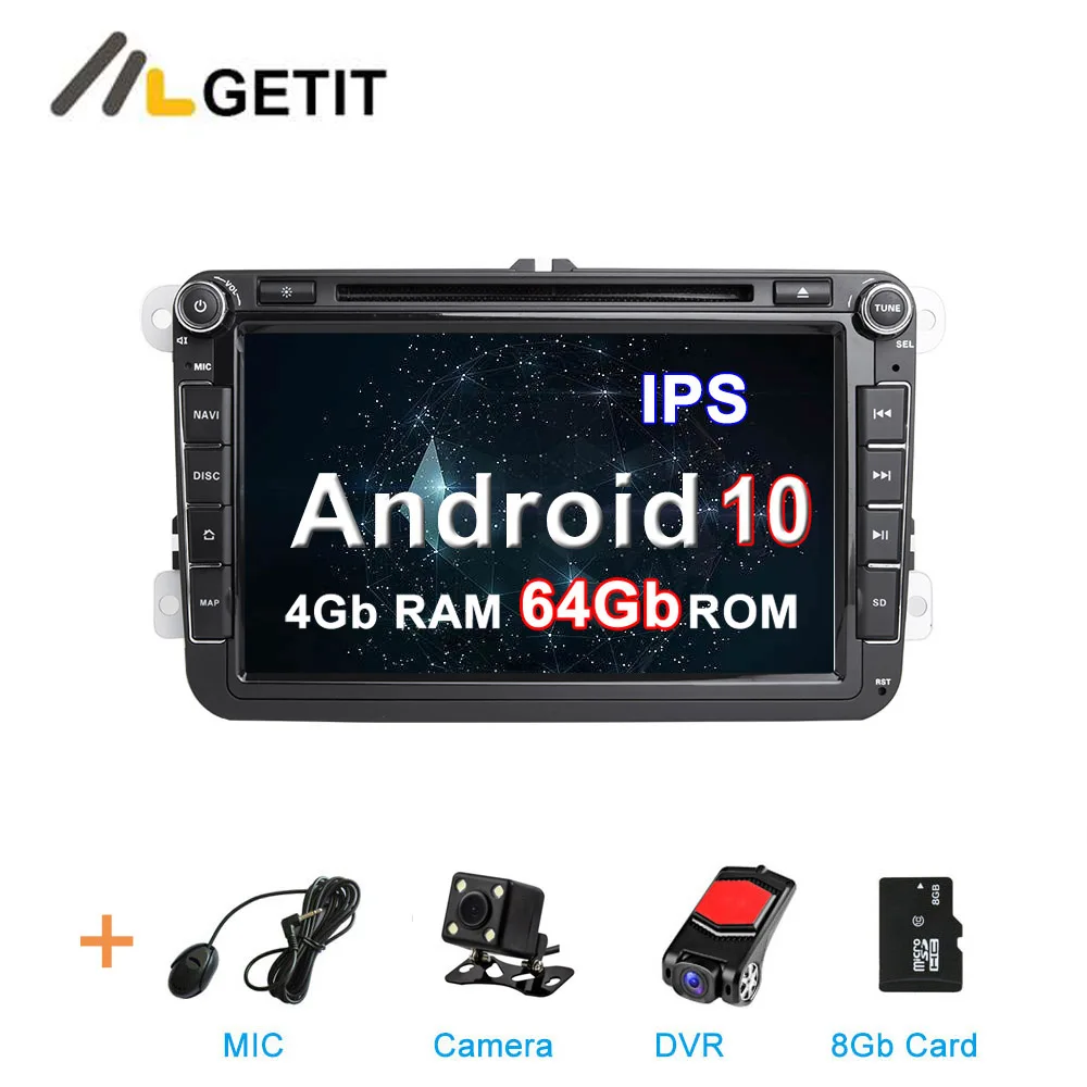 DSP ips Android 10 автомобильный DVD стерео радио gps для VW PASSAT CC Jetta Golf 5 6 Tiguan Touran Caddy EOS Sharan polo Leon Toledo - Цвет: 4G CAMERA-DVR-SD